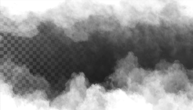 PSD mlha nebo kouř izolované transparentní pozadí Bílá oblačnost mlha smog prach pára PNG