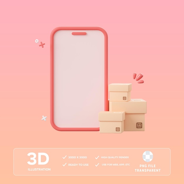 PSD mobile Lieferung 3D-Illustration