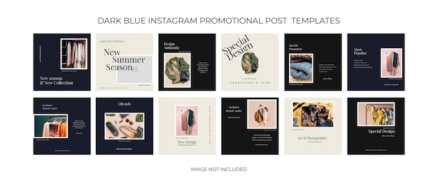 PSD Mode dunkelblaue Pack-Kollektion Instagram Werbe-Post-Vorlage