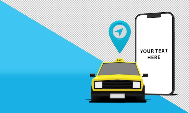 PSD-Modell für Smartphone-Bildschirm mit Taxi und bearbeitbarer Hintergrundfarbe