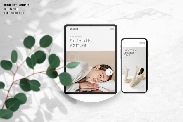 Psd-modell für tablet und telefon
