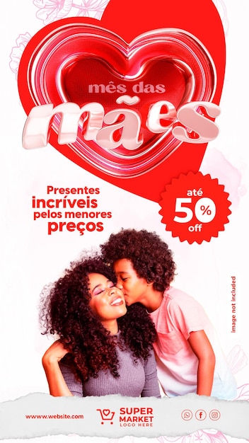 PSD modelo de mídia social para promoção do dia das mães