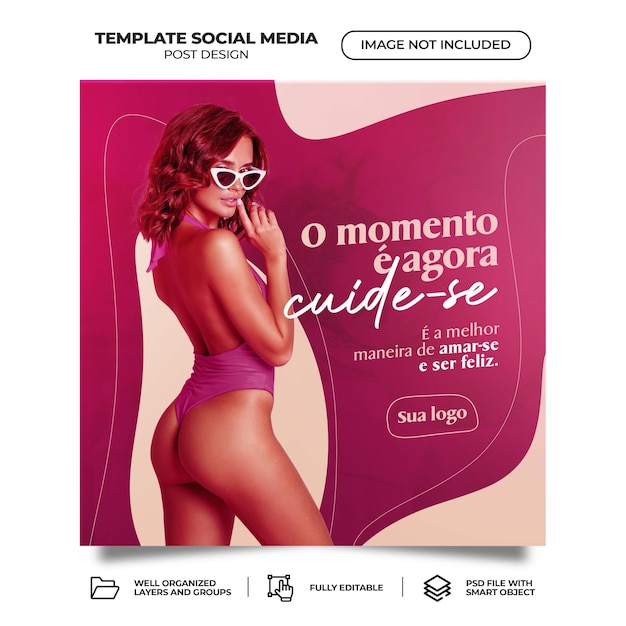 PSD psd modelo de postagem de mídia de beleza modelo de banner instagram português brasileiro