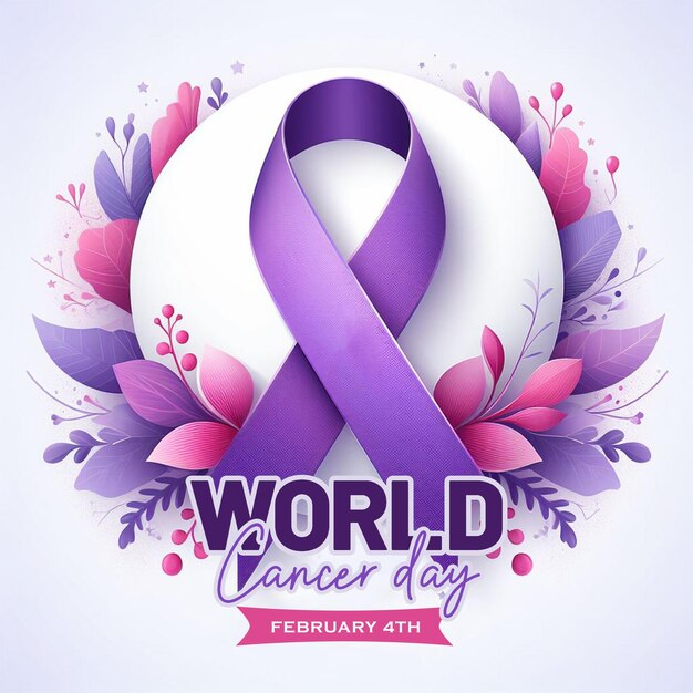 PSD psd modelo de postagem de mídia social do dia mundial do câncer com fundo 3d do dia mundial do câncer