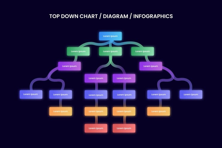 PSD psd modern gradient top down chart diagram infographic