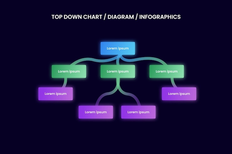 PSD psd modern gradient top down chart diagram infographic