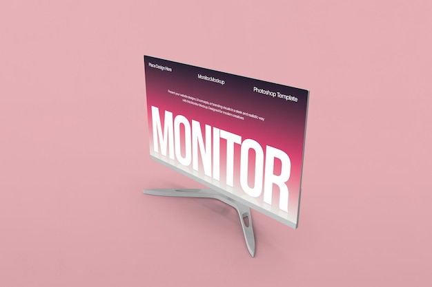 Psd Modern Monitor Mockup on Pink Background