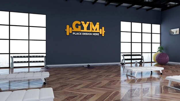 PSD psd moderne innenwand-mockup für das fitnessstudio