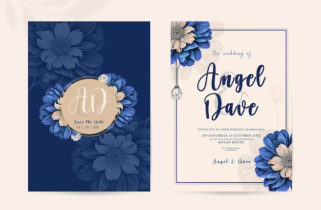 PSD psd moderno aquarela floral convite de casamento com design elegante e simples