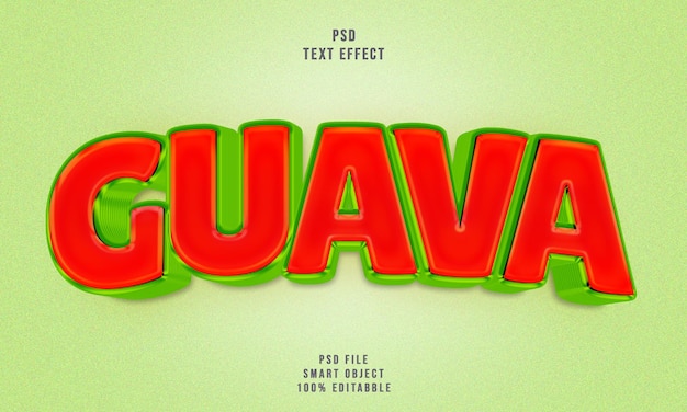 Psd moderno effetto di testo guava modificabile effetto di testo 3d