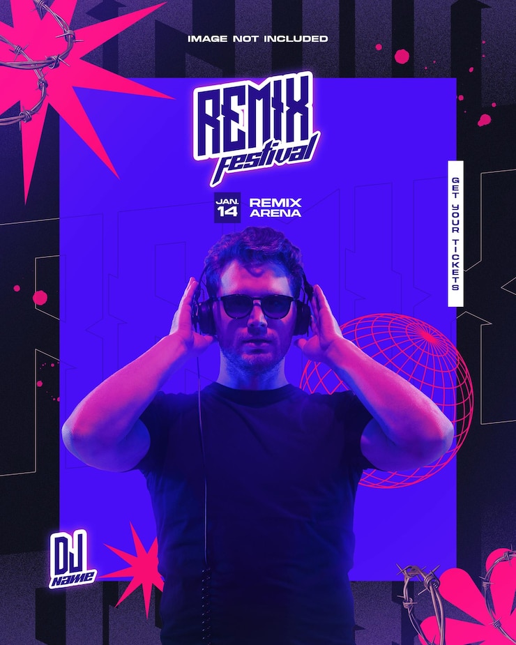 PSD psd modifiable pour l'événement du festival de remix de musique
