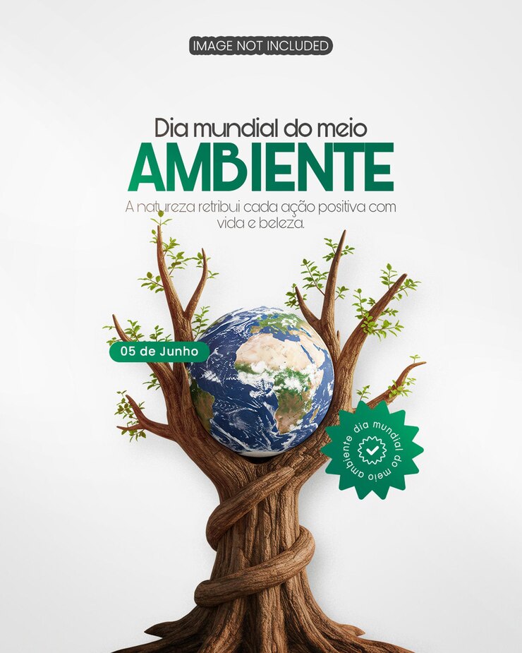 PSD modificabile per social media per la Giornata mondiale dell'ambiente del 5 giugno - Dia do Meio Ambiente