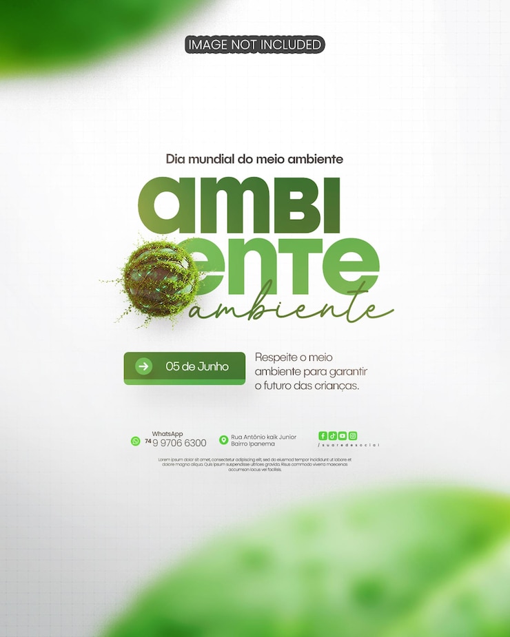 PSD modificabile per social media per la Giornata mondiale dell'ambiente del 5 giugno - Dia do Meio Ambiente
