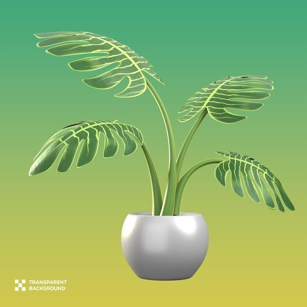 PSD Monstera Deliciosa Ilustración en 3D