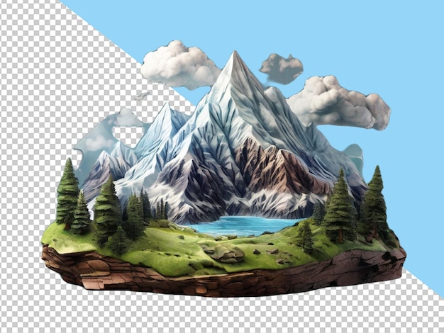 PSD psd de una montaña 3d en un fondo transparente