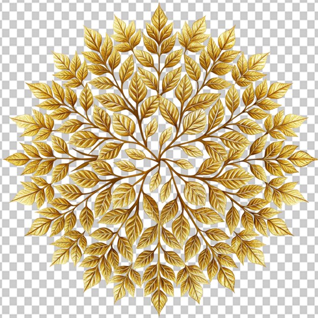 PSD psd d'un motif de feuille d'or sur fond transparent