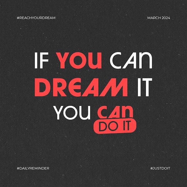 PSD Motivational Quotes Typographie Design für soziale Medien und Instagram Post Vorlage