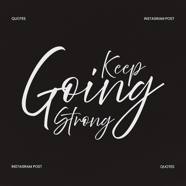 PSD Motivations-Typographie auf schwarzem Hintergrund Instagram-Post-Vorlage