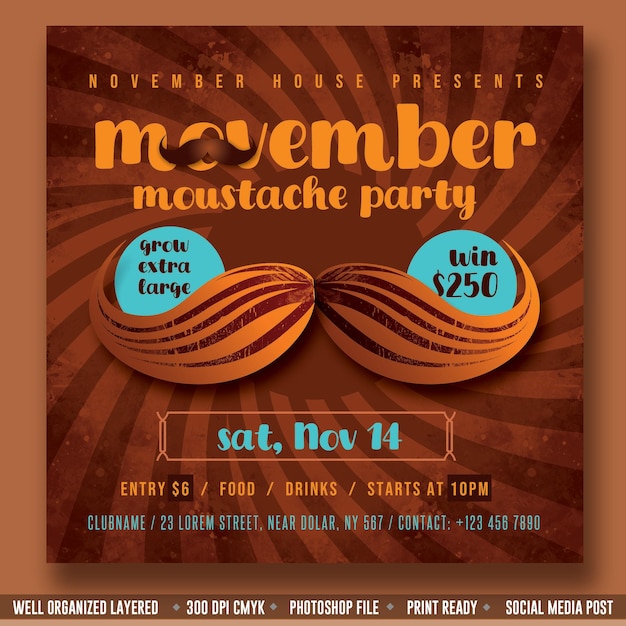 PSD psd-movember-schnurrbart-party-flyer