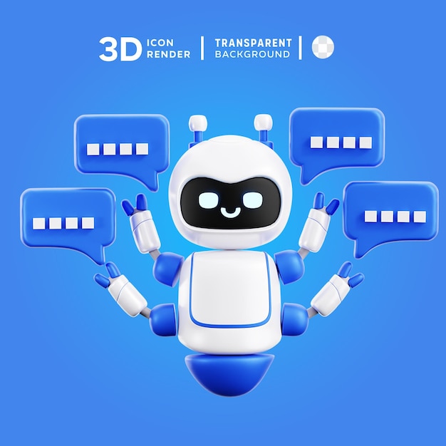 PSD psd muitos chat robot 3d ilustração