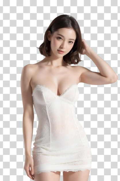 PSD psd mujer asiática sexy en fondo transparente
