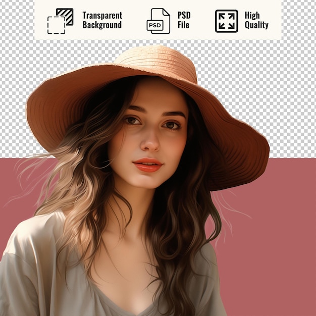 Psd mujer hermosa con sombrero ropa casual