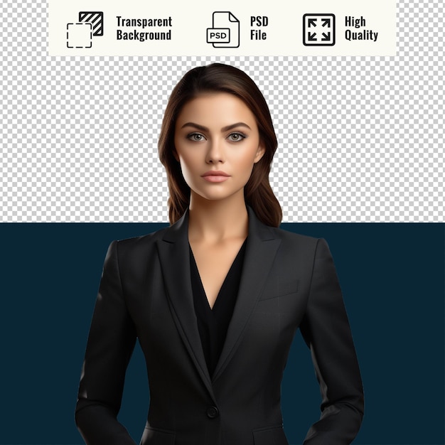 Psd mujer de negocios con traje negro