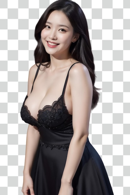 Psd mulher asiática sexy fundo transparente