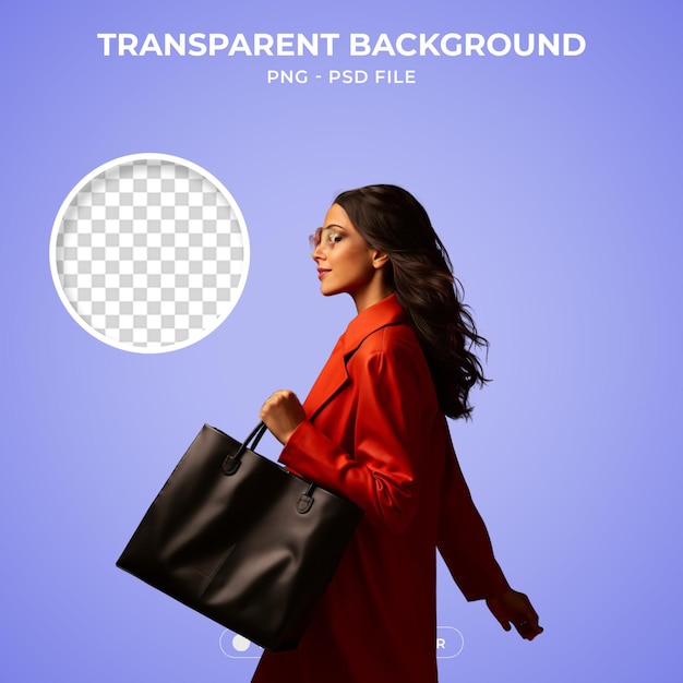 PSD Mulher com sacos de compras Black Friday PNG Transparente