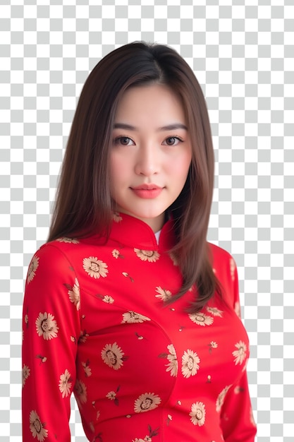 Psd Mulher sexy em um cheongsam em fundo transparente