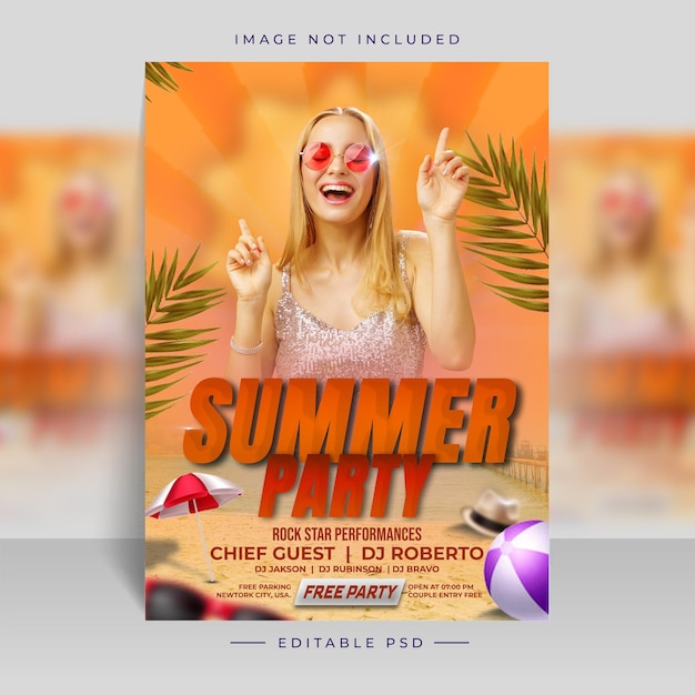 PSD psd-nachtclub-party-flyer-sommervorlage zum kostenlosen download