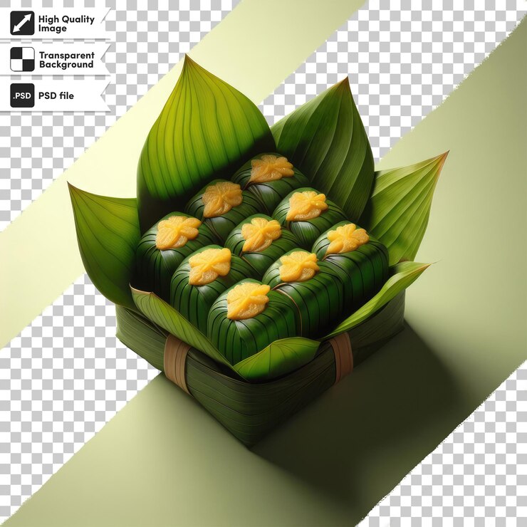 PSD psd nasi lemak comida tradicional de malasia con hoja de plátano en un fondo transparente