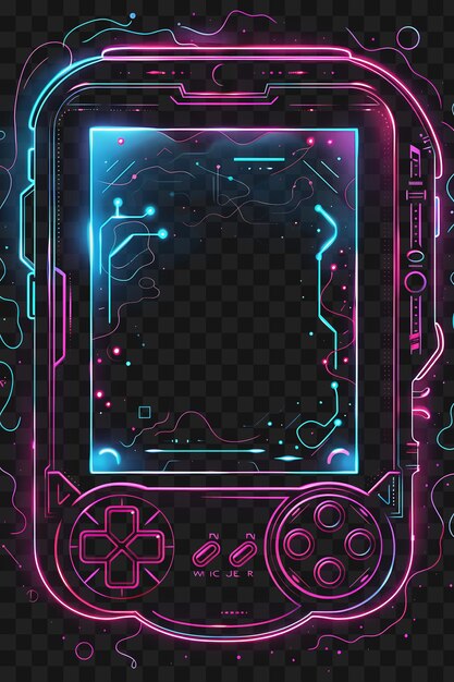 PSD psd neon frame e design inspirado em jogos para uma experiência visual impressionante y2k formas brilhantes