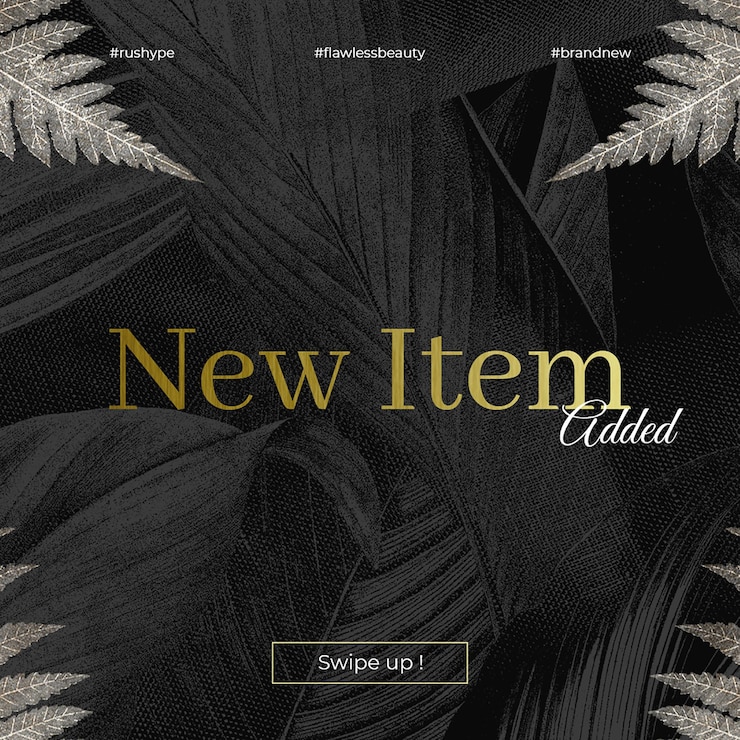PSD psd new item fashion with black background and leaf texture instagram post template