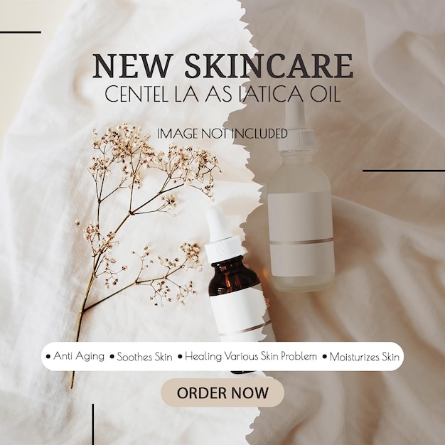 PSD New Skin Care centelala design modello di post su Instagram