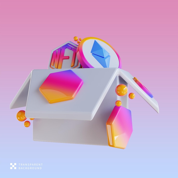 PSD psd nft box 3d illustration