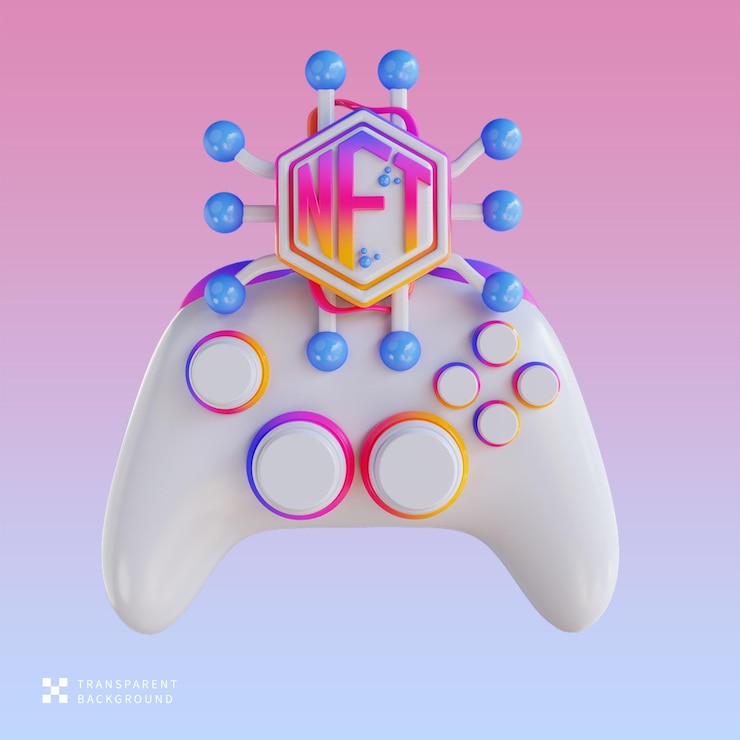 PSD psd nft gaming controller 3d illustration