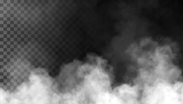 PSD Niebla o humo aislado fondo transparente Nube blanca niebla smog vapor de polvo PNG
