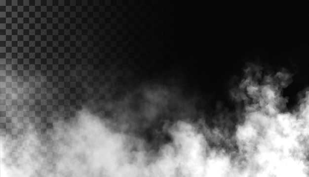 PSD Niebla o humo aislado fondo transparente Nube blanca niebla smog vapor de polvo PNG