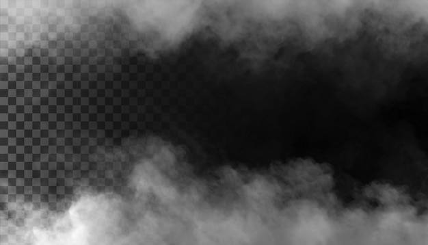 PSD Niebla o humo aislado fondo transparente Nube blanca niebla smog vapor de polvo PNG
