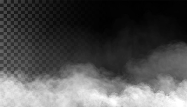 PSD Niebla o humo aislado fondo transparente Nube blanca niebla smog vapor de polvo PNG