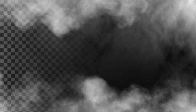 PSD Niebla o humo de fondo transparente aislado Niebla o smog de nubes blancas PNG