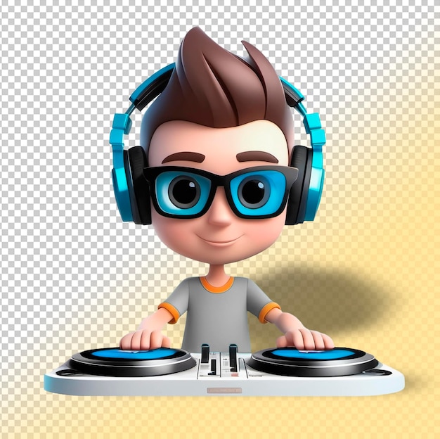 PSD niedlicher Cartoon-3D-Jungen-DJ