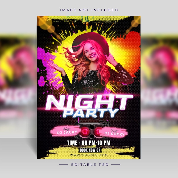 Psd night club party flyer modelo de verão download grátis