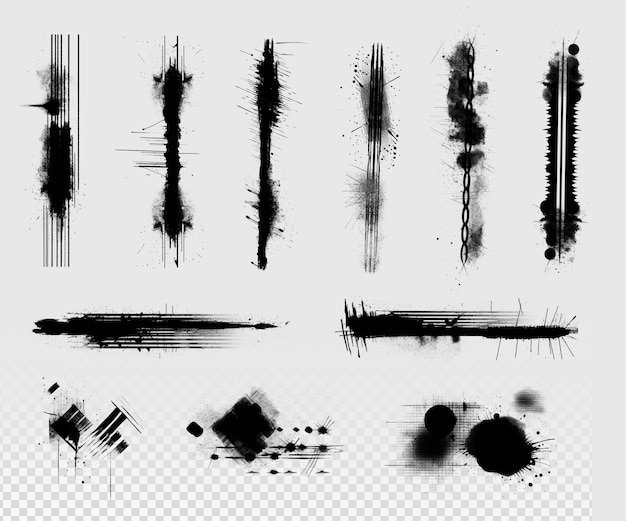 PSD noir éclaboussures brosse grunge fond transparent
