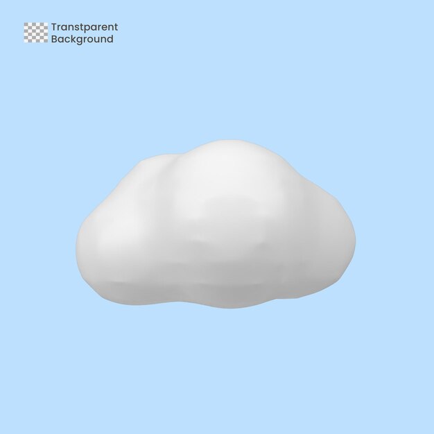 Psd nube blanca aislada sobre fondo azul representación 3d