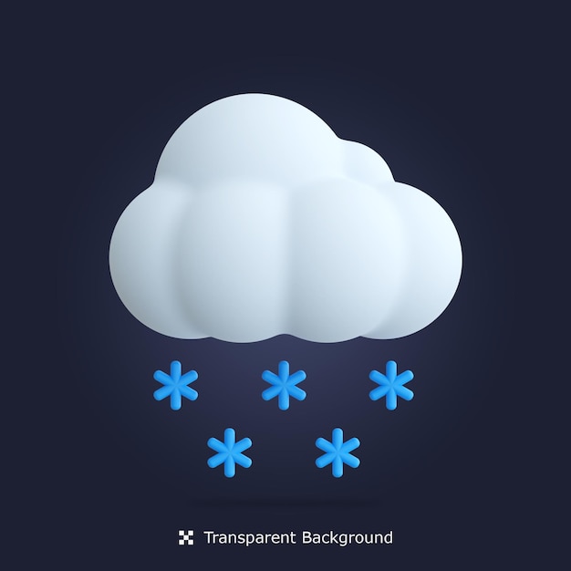 Psd nublado nieve 3d icono