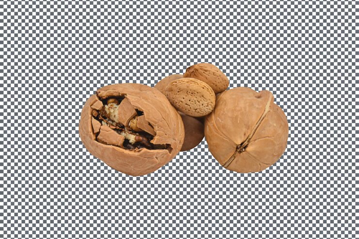 PSD psd nueces dátiles frutas aisladas sobre un fondo transparente