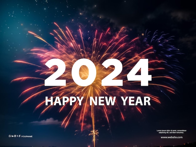 PSD Nuevo año 2024 plantilla de redes sociales