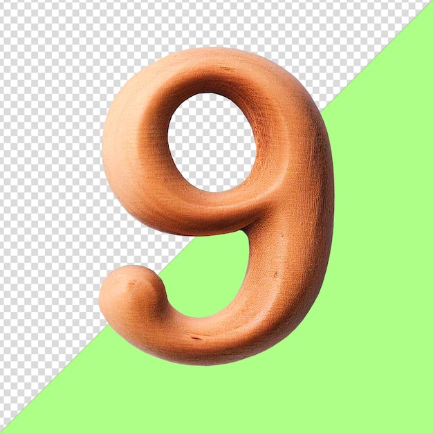 PSD numero nove in legno senza sfondo